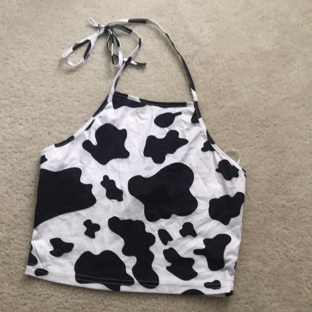 Shein cow print halter top